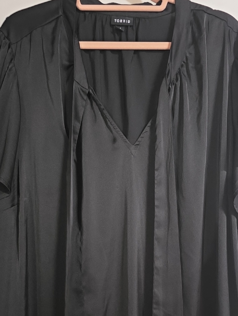 torrid Black Satin Blouse With Bow